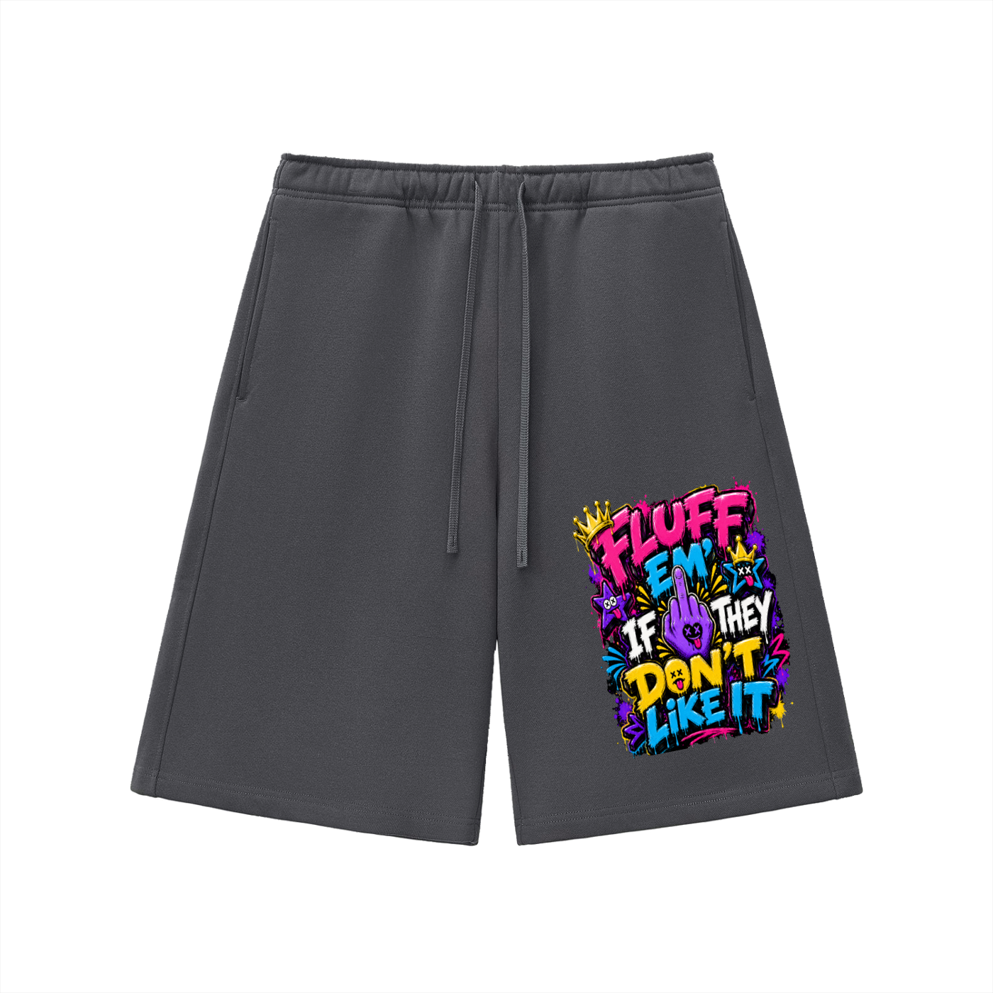 Essential Heavyweight Fleece Shorts w/ Custom Graphic Design-Fluff Em'-Front