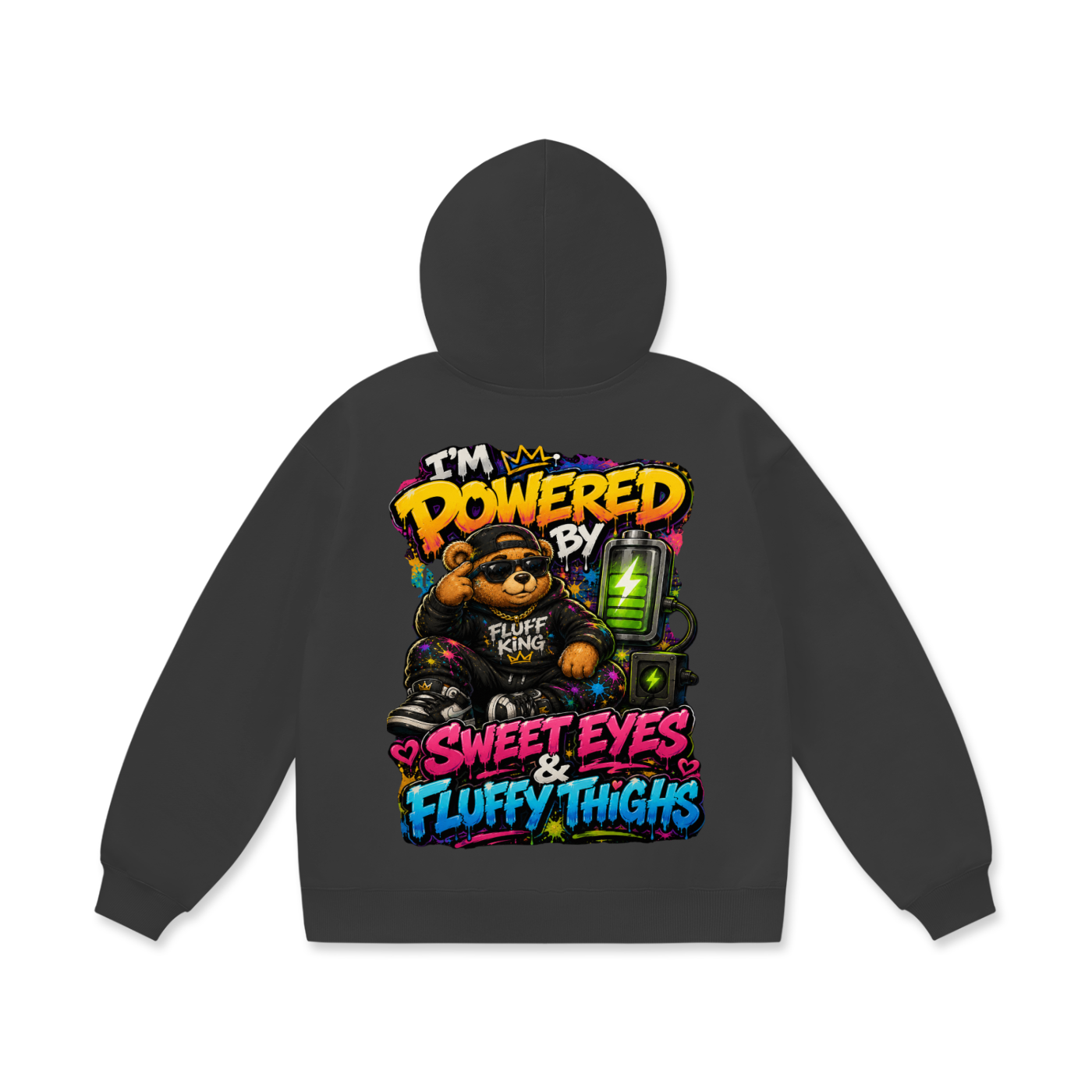 Oversize Heavyweight Fleece Hoodie w/ Custom Graphic Design _Powered By_Back & FGN Logo _Front