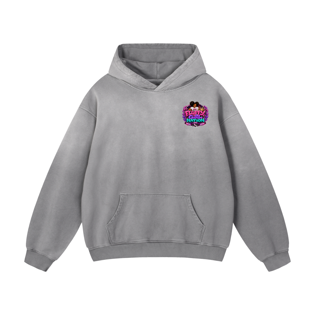 Heavyweight Sunfade Oversized Hoodie w/ Custom FGN Logo Front & Zero Fluffs Given Graphic Design Back