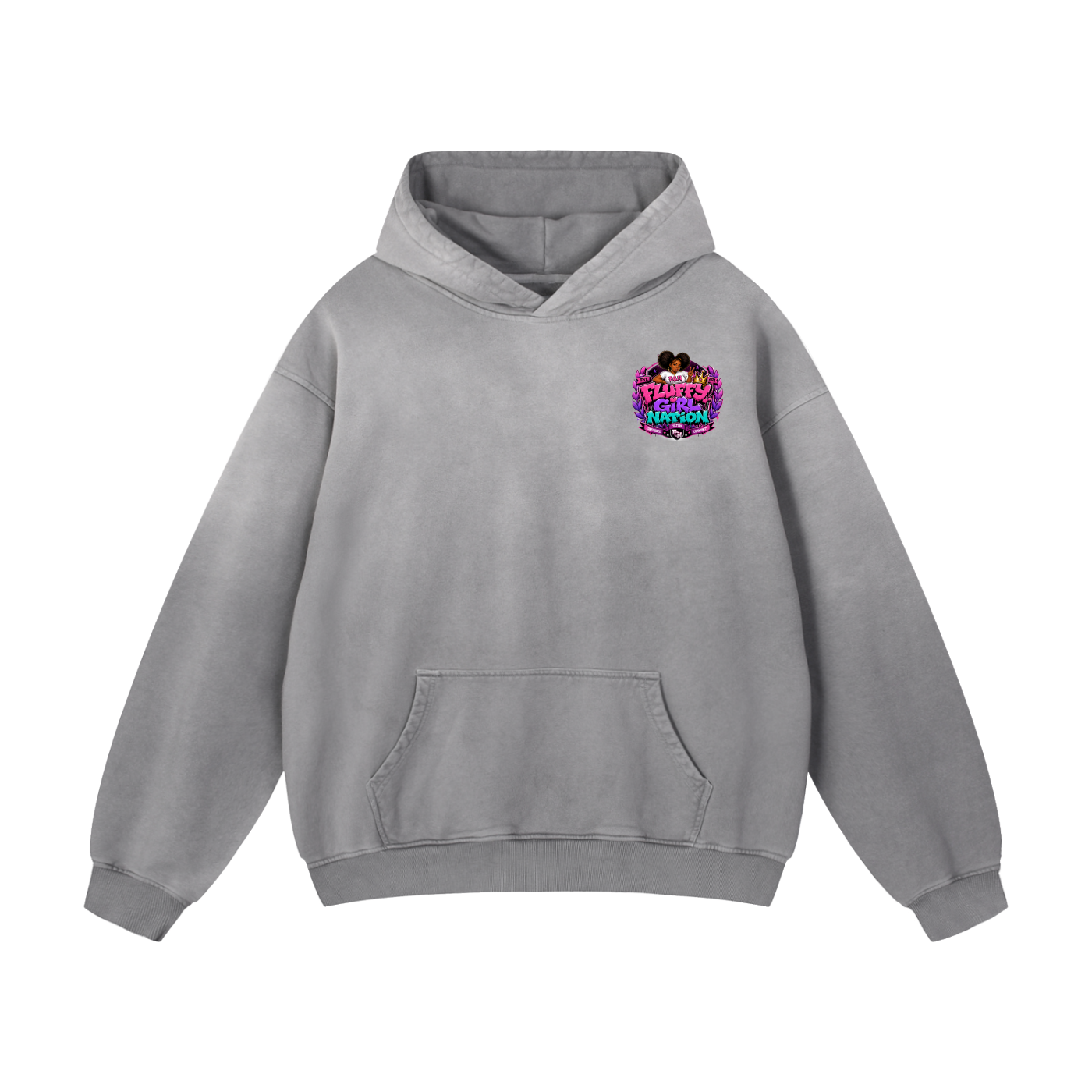 Heavyweight Sunfade Oversized Hoodie w/ Custom FGN Logo Front & Zero Fluffs Given Graphic Design Back
