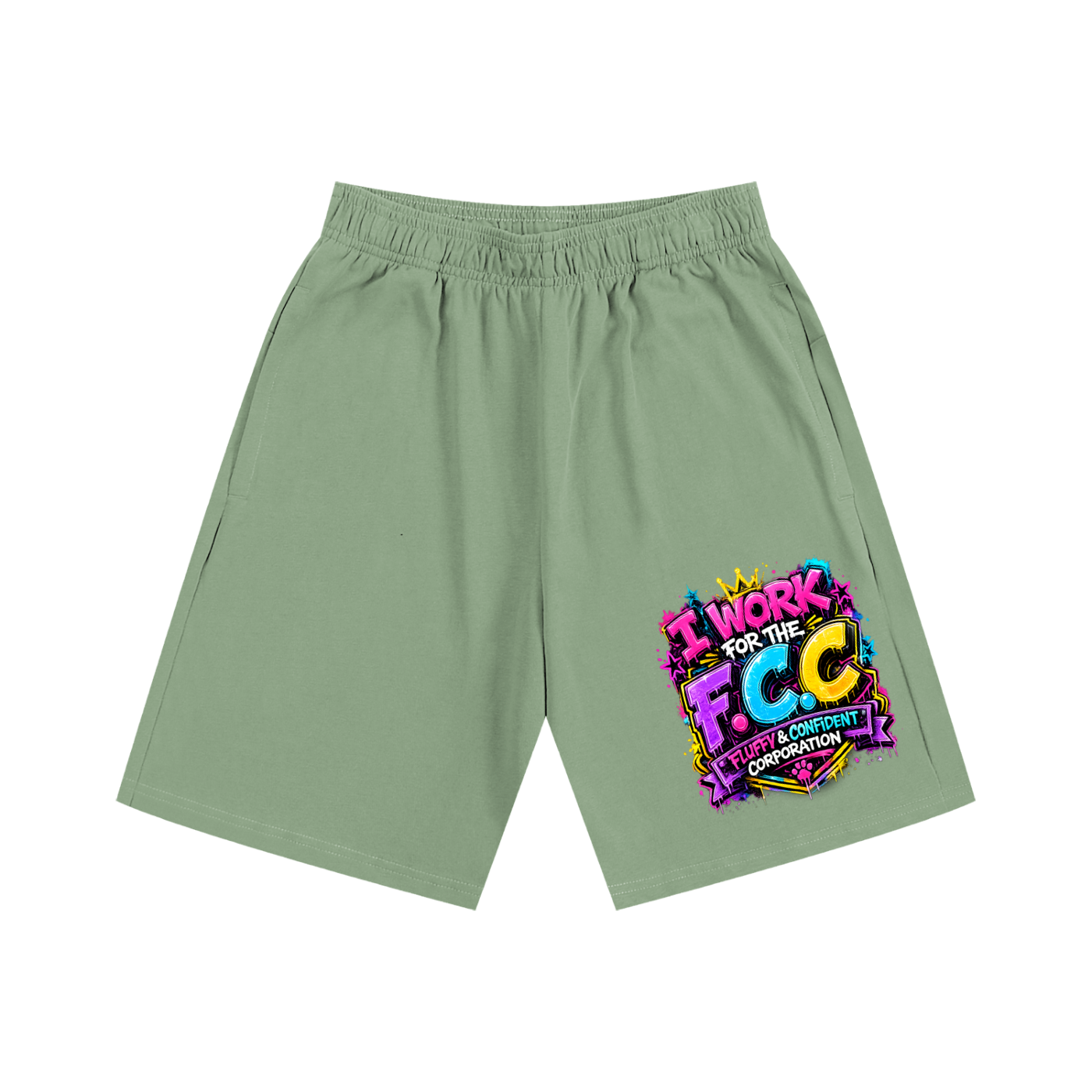 Essential Heavyweight Cotton Shorts w/ Custom Graphic Design_F.C.C_Front & FGN Logo_Back