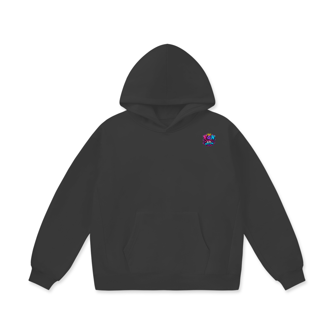 Oversize Heavyweight Fleece Hoodie w/ Custom Graphic Design _Powered By_Back & FGN Logo _Front