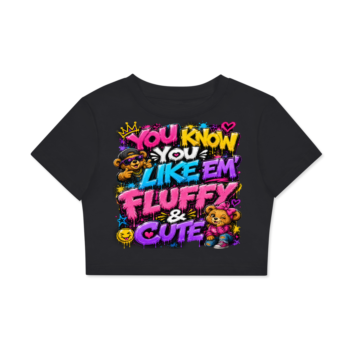 Fitted Crop Cotton T-Shirt w/ Custom Graphic Design _You Know You Like Em_Front & FGN Logo_Back