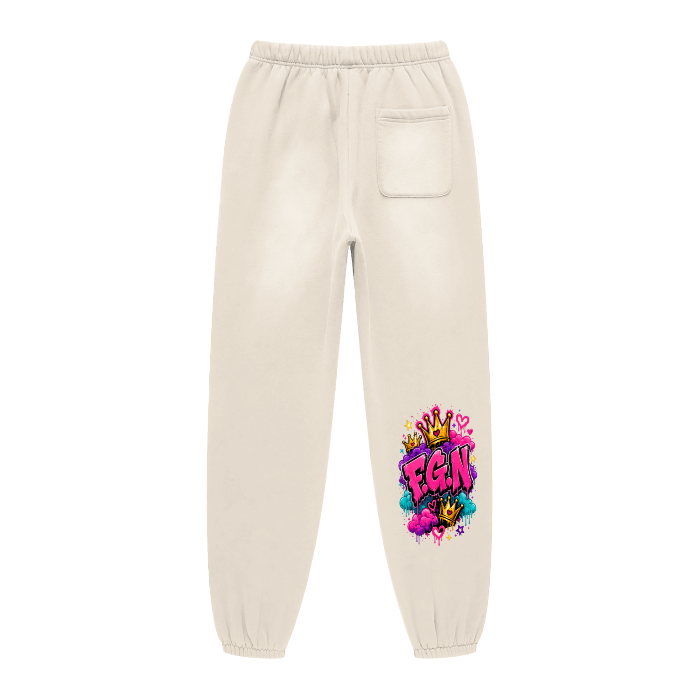 Sunfade Fleeced Sweatpants w/ Custom Graphic Design Front & FGN Logo Back