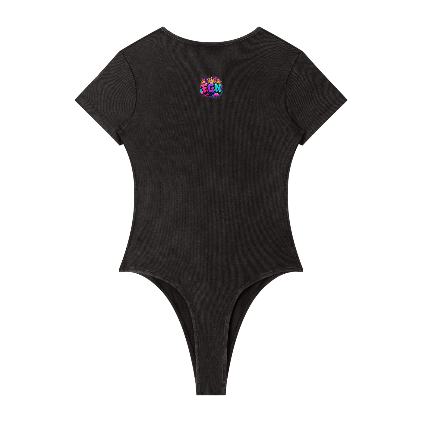Women's Mineral Wash Crewneck Bodysuit w/ Custom Graphic Design- You're Skinner Than Me Not Front & FGN Logo Back