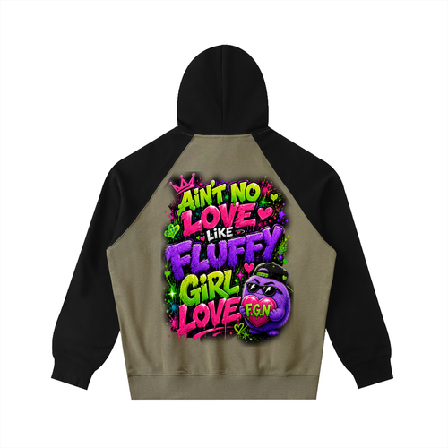 Color-Block Raglan Sleeve Hoodie w/ Custom Graphic Design_Ain't No Love_Back
