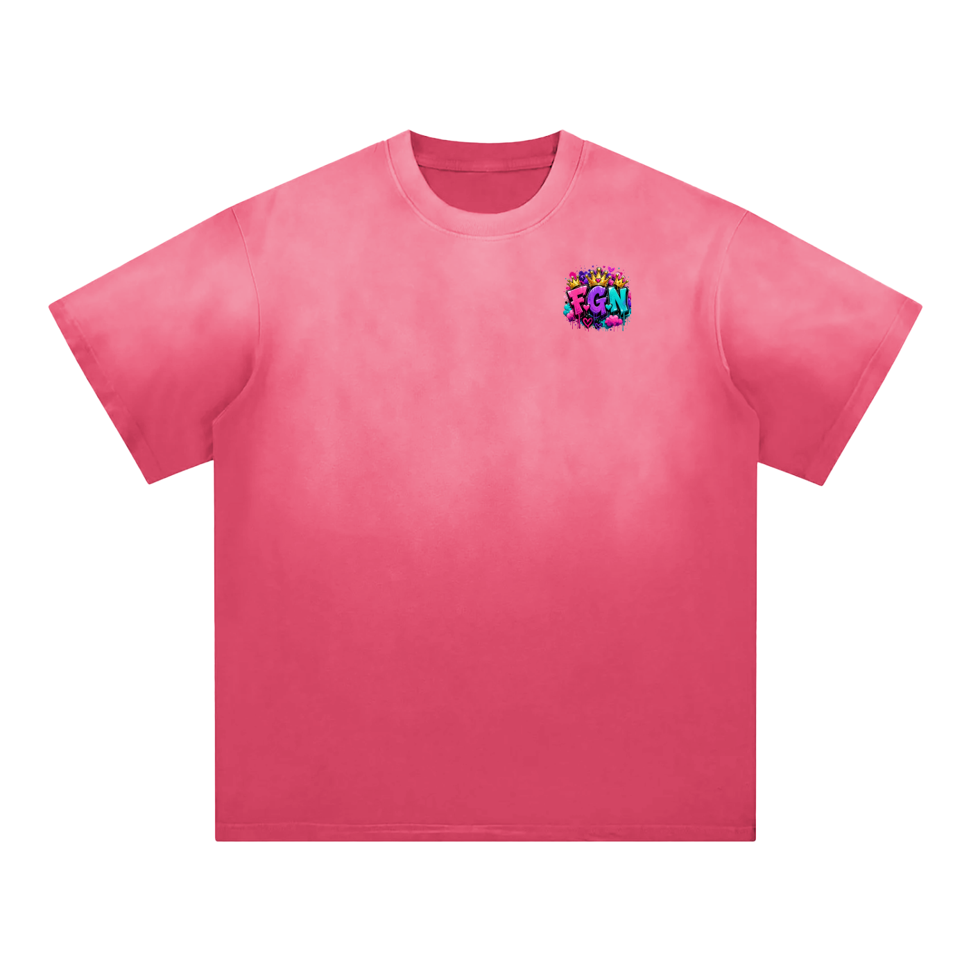 Sunfade Edge Gradient T-Shirt w/ Custom FGN Logo Front & Zero Fluffs Given Graphic Design Back