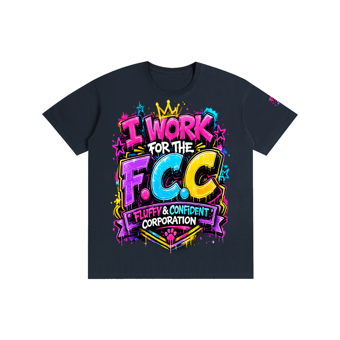 Pure Cotton Unisex T-Shirt w/ Custom Graphic Design Front-F.C.C & FGN Logo Left Sleeve