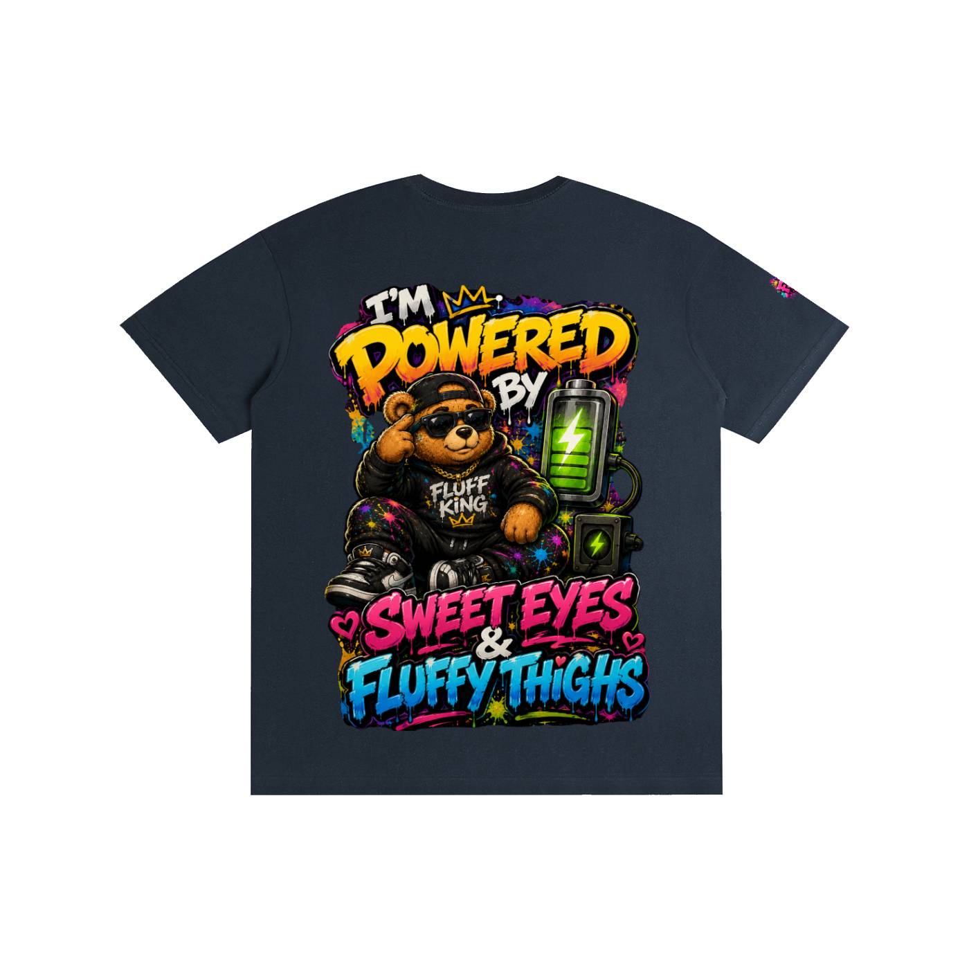 Pure Cotton Unisex T-Shirt w/ Custom Graphic Design_I'm Powered By_Back & FGN Logo_Right Sleeve