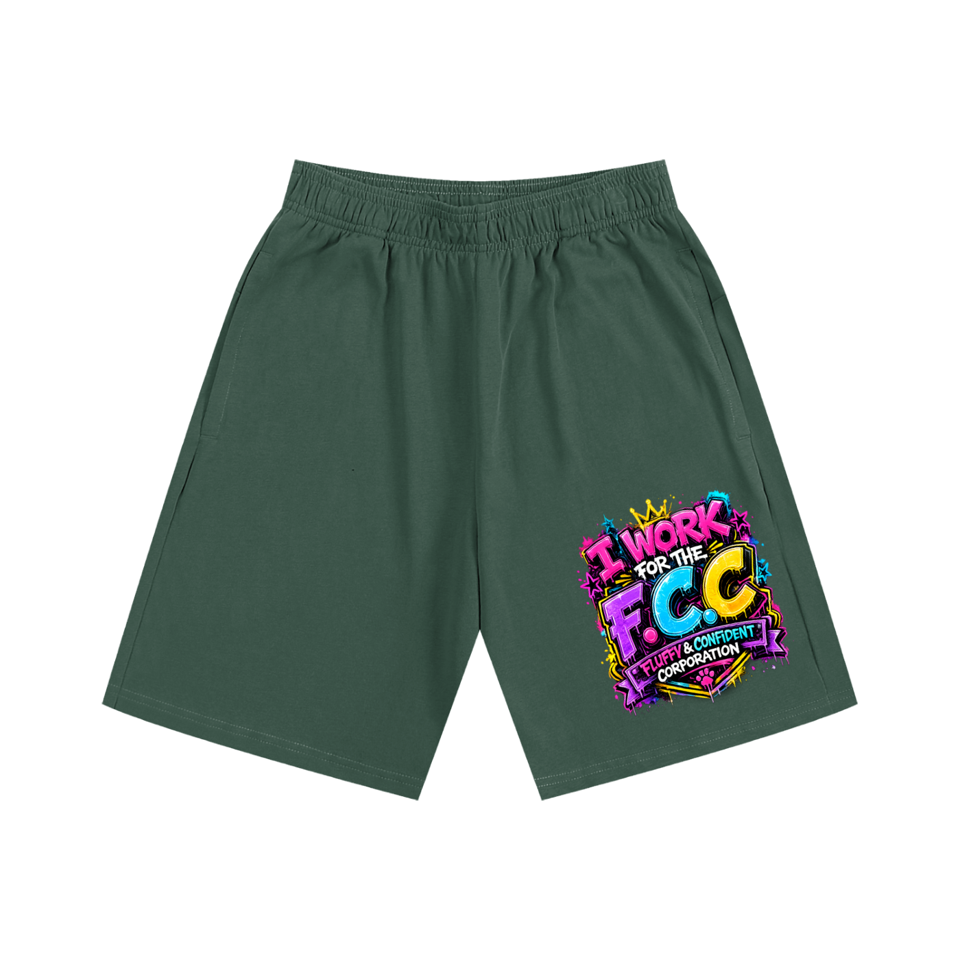 Essential Heavyweight Cotton Shorts w/ Custom Graphic Design_F.C.C_Front & FGN Logo_Back