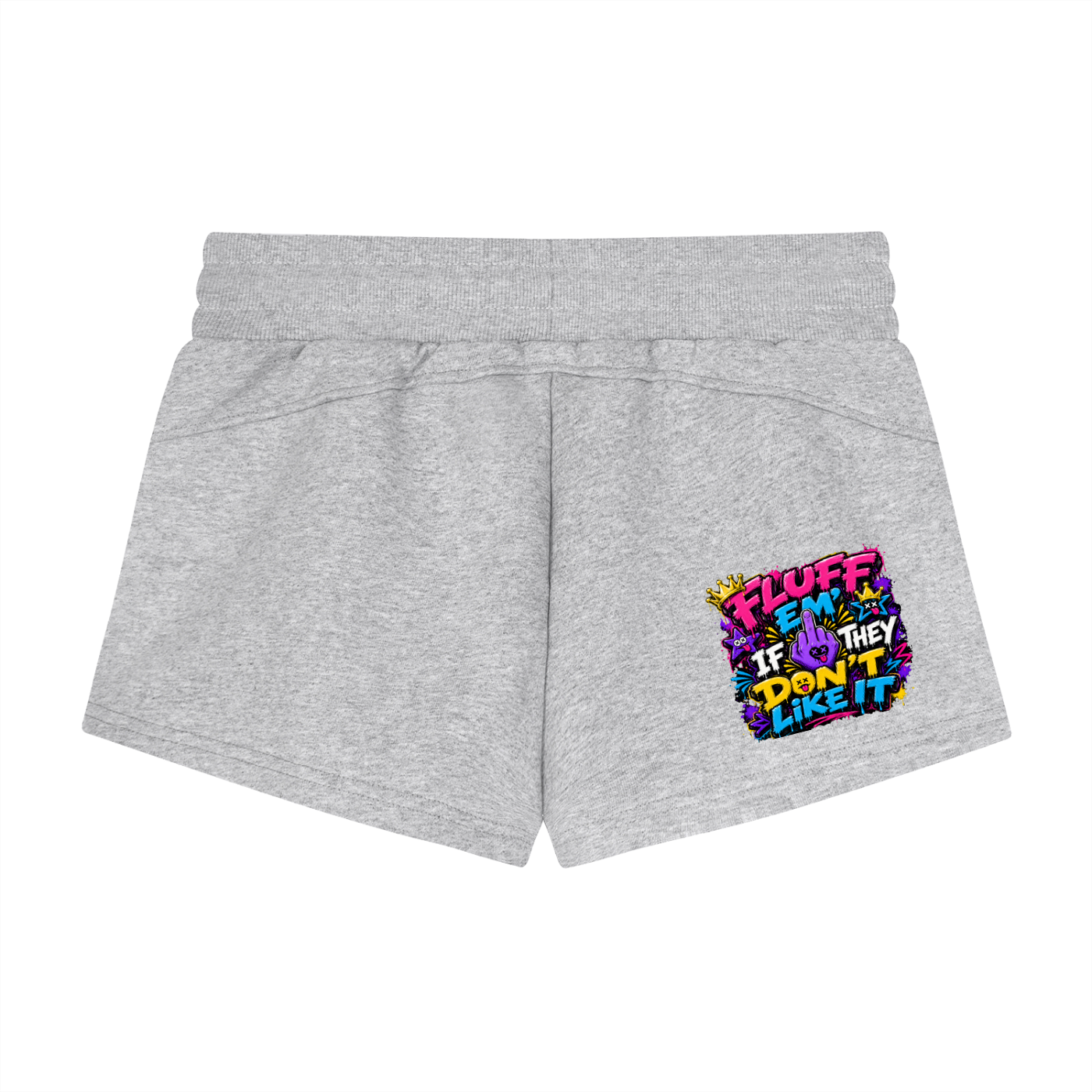 Women's Drawstring Shorts w/Custom Graphic Design _Fluff Em'_Back & FGN Logo_Front