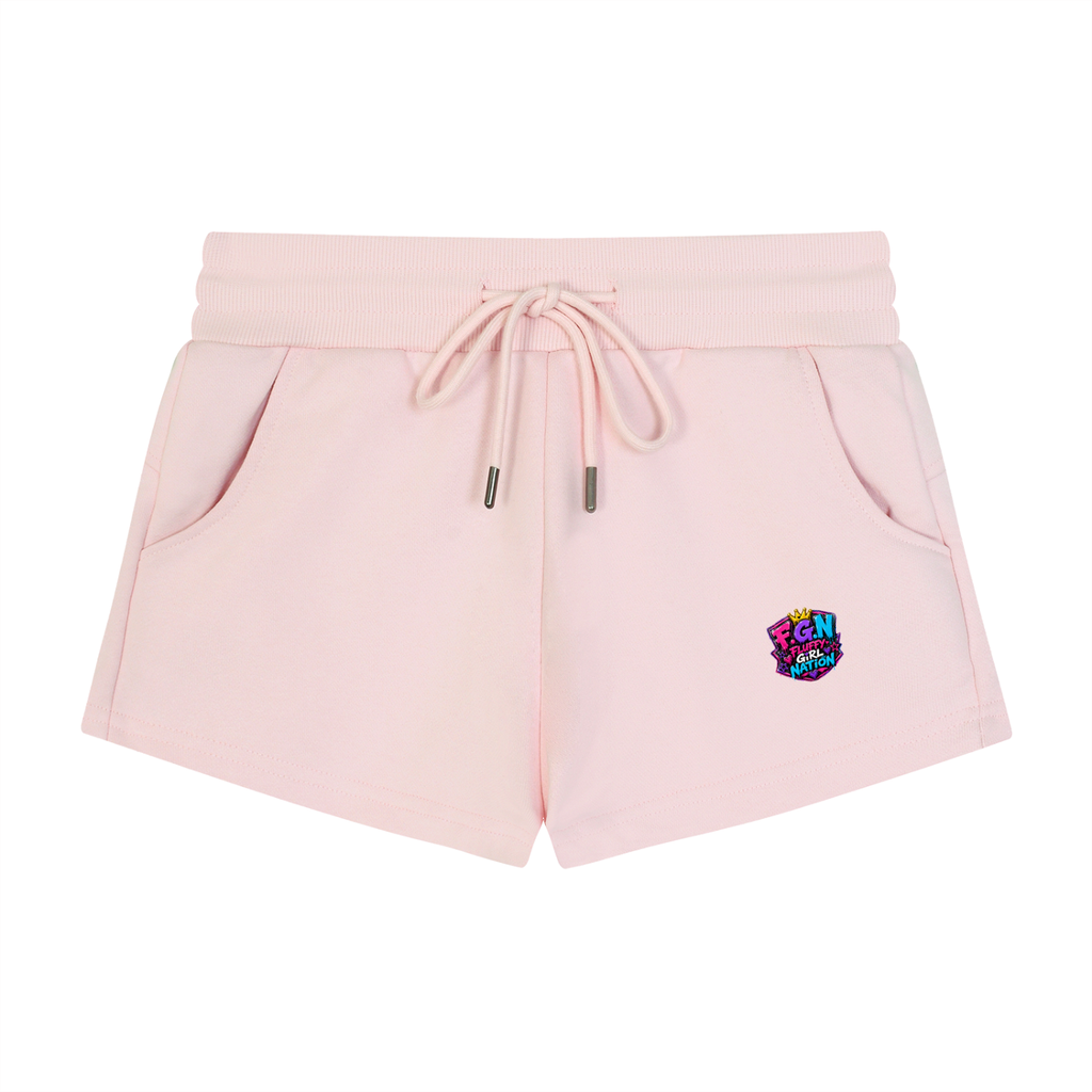 Women's Drawstring Shorts w/Custom Graphic Design _Fluff Em'_Back & FGN Logo_Front