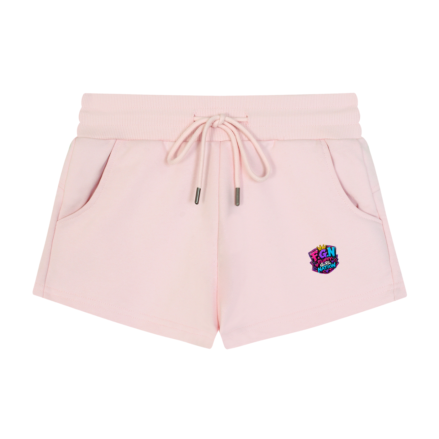 Women's Drawstring Shorts w/Custom Graphic Design _Fluff Em'_Back & FGN Logo_Front