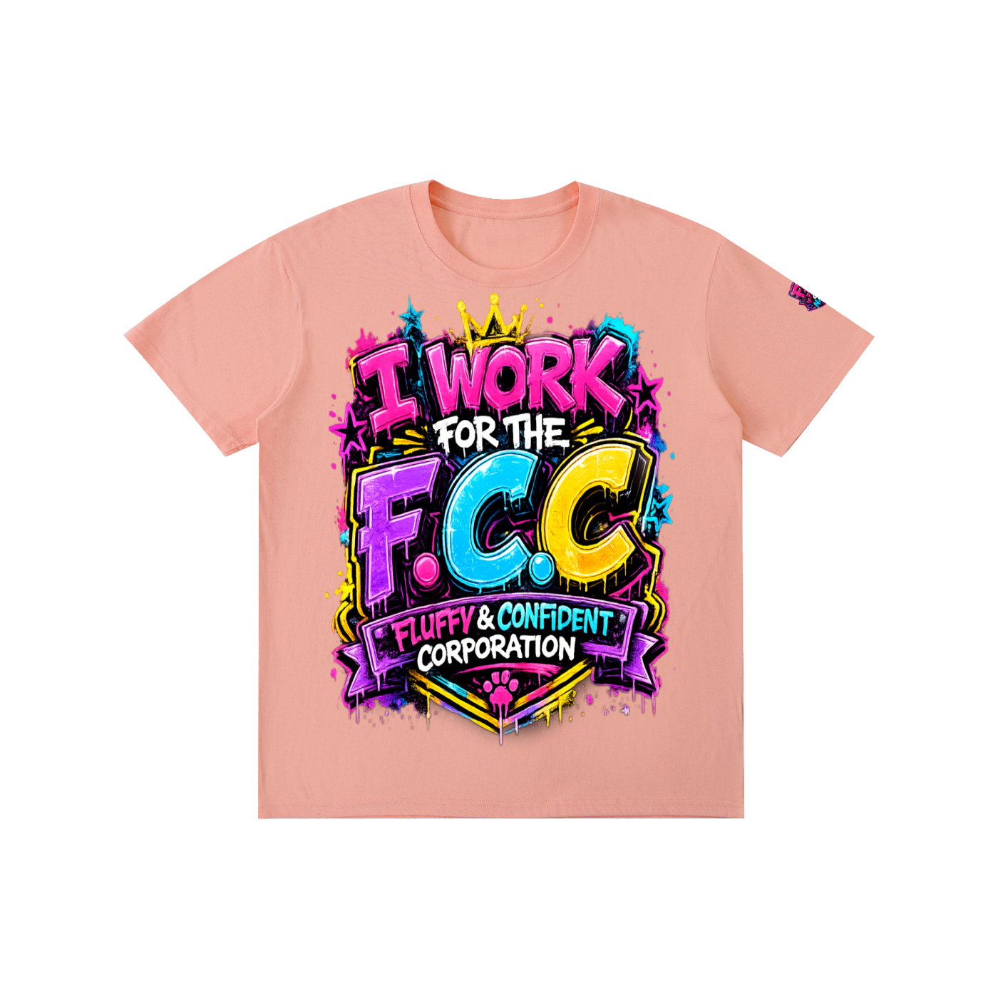 Pure Cotton Unisex T-Shirt w/ Custom Graphic Design Front-F.C.C & FGN Logo Left Sleeve