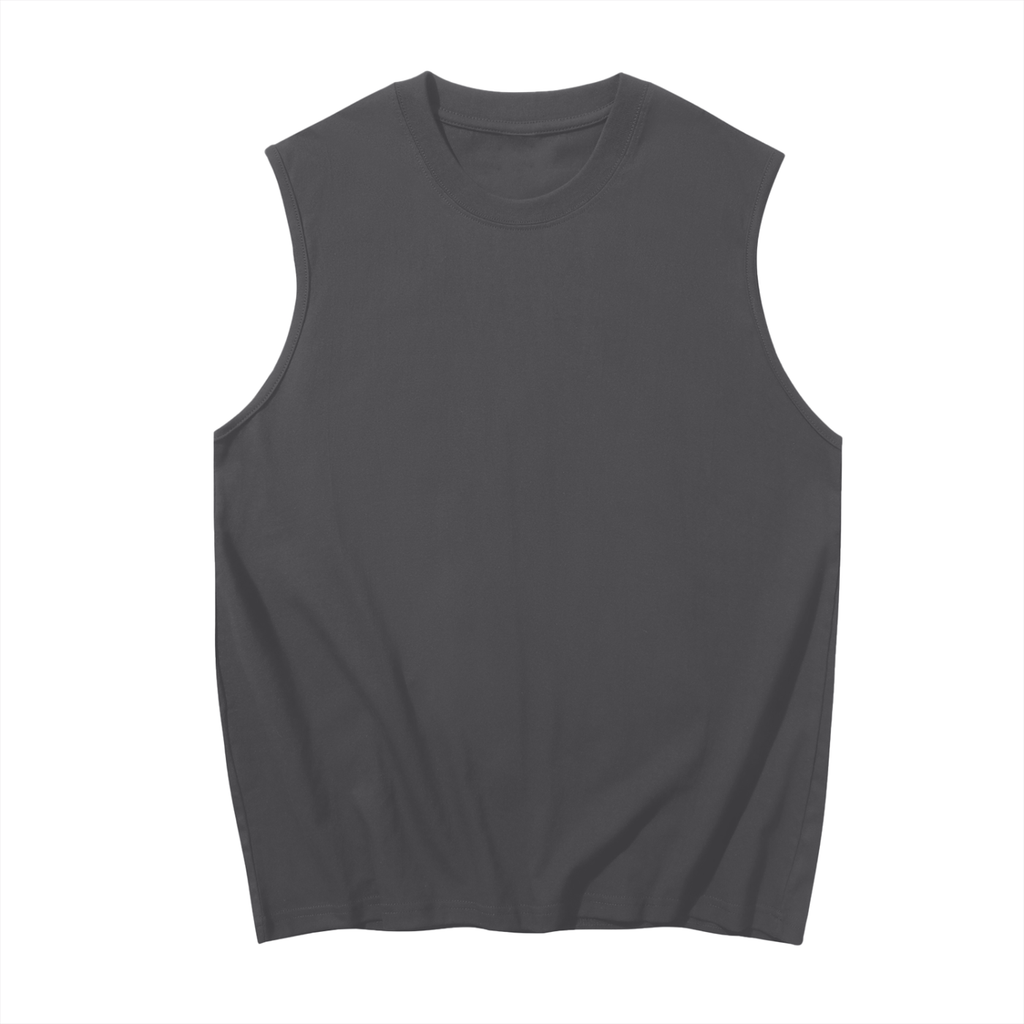 Men's Sleeveless Cotton Tank Top w/ Custom Graphic Design_Fluffy Girls Make_Back
