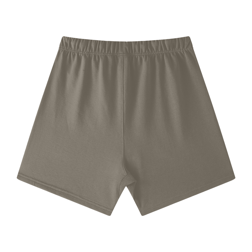 Unisex Earth Tone Loose Fit Cotton Shorts w/ Custom Graphic Design_Fluffy Thighs Matter_Front