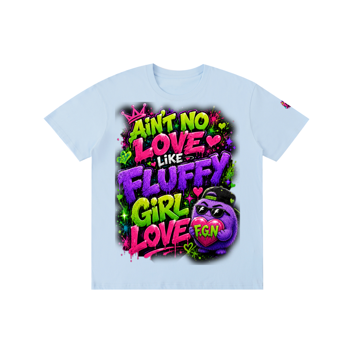 Pure Cotton Unisex T-Shirt w/ Custom Graphic Design_Ain't No Love_Front & FGN Logo_Left Sleeve