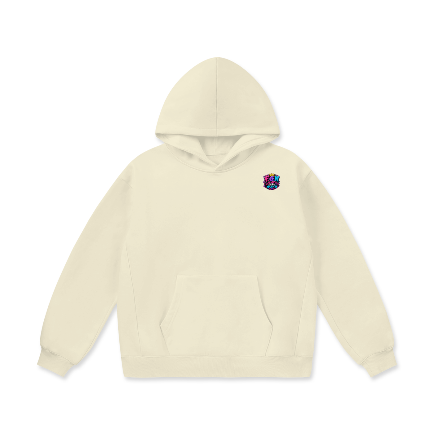 Oversize Heavyweight Fleece Hoodie w/ Custom Graphic Design _Powered By_Back & FGN Logo _Front