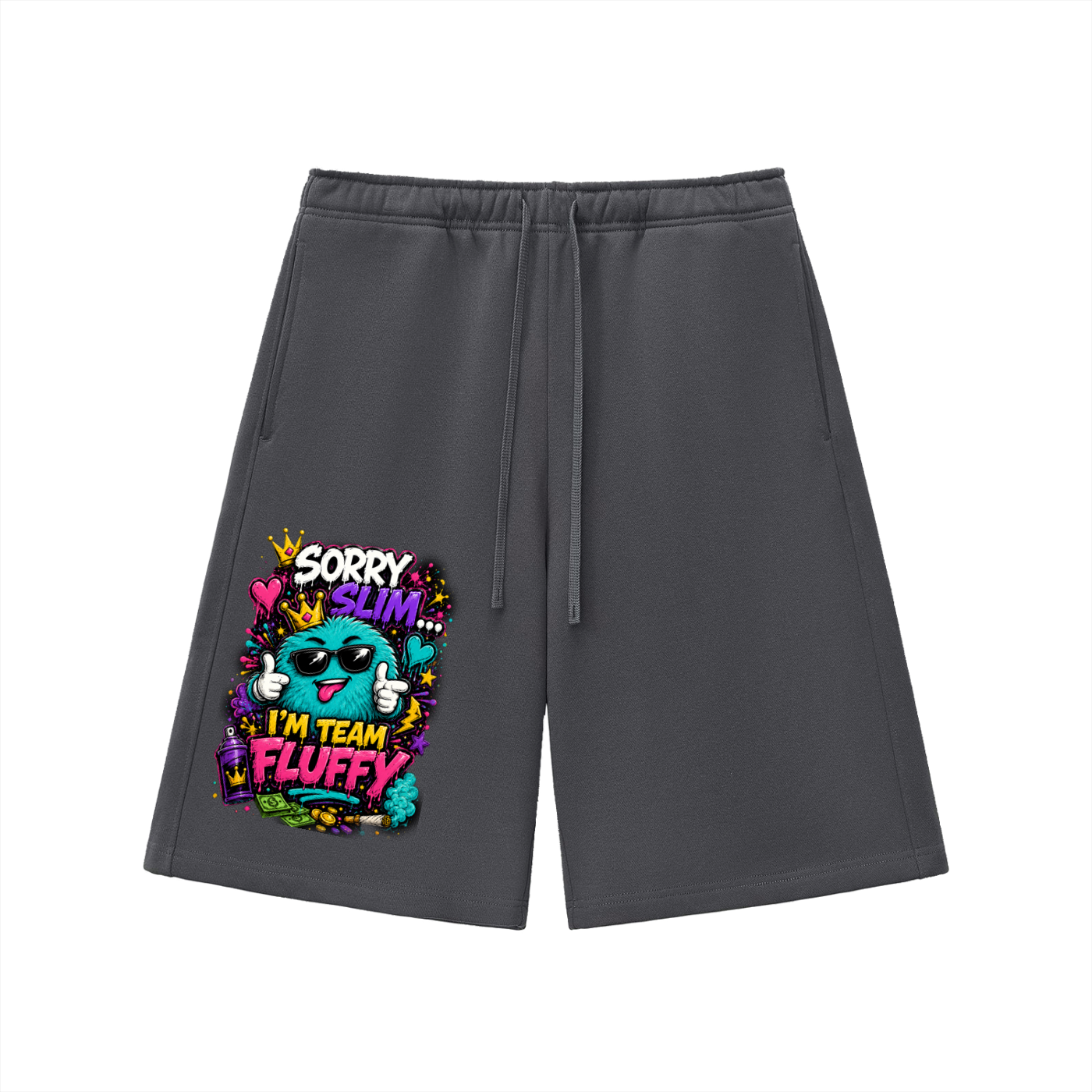 Essential Heavyweight Fleece Shorts w/ Custom Graphic Design_Sorry Slim I'm_Front