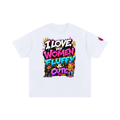 Unisex Oversized Cotton T-Shirt w/ Custom Graphic Design Front-I Love My Women & FGN Logo Left Sleeve