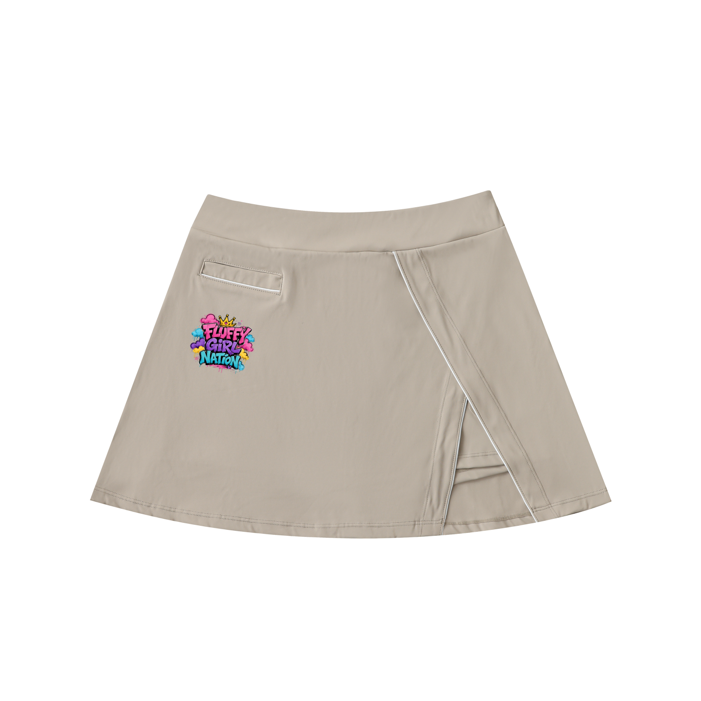 High-Waist Pocketed A-Line Skirt Fluffy Girl Nation  Logo-Front