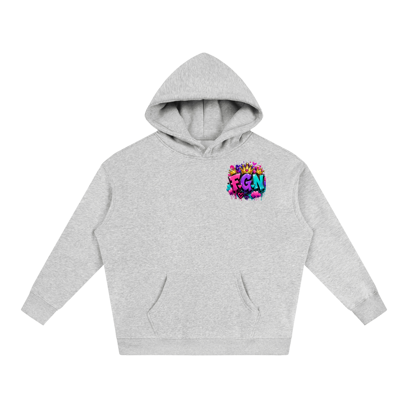 Oversize Fleeced Hoodie w/ Custom FGN Logo Front & FGN Graphic Design Back
