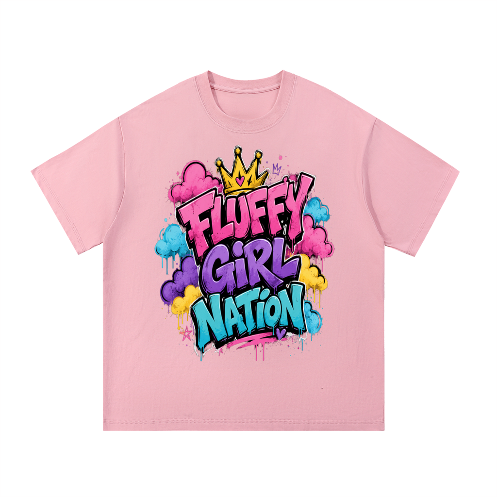 Essential Cotton T-Shirt Fluffy Girl Nation Logo-Front