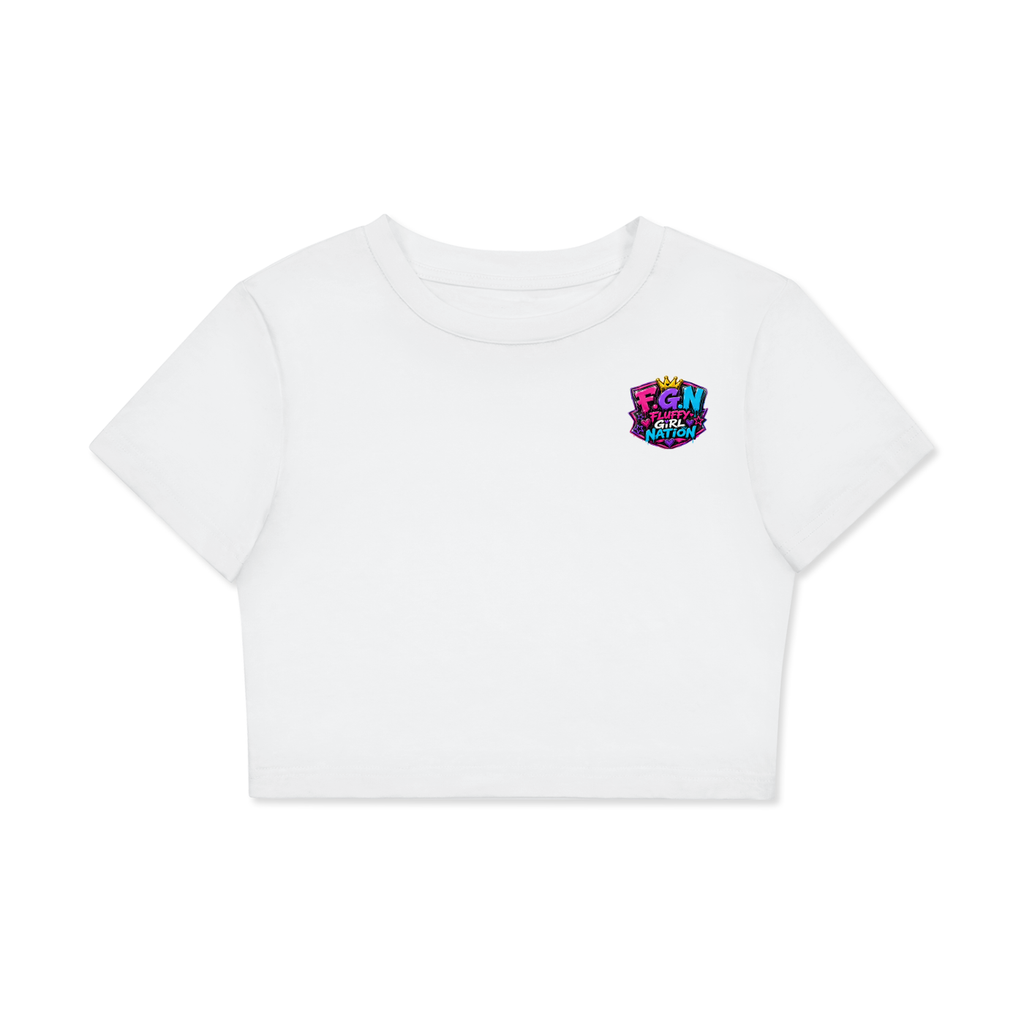 Fitted Crop Cotton T-Shirt w/ Custom FGN Logo-Front & Graphic Design Back-F.C.C