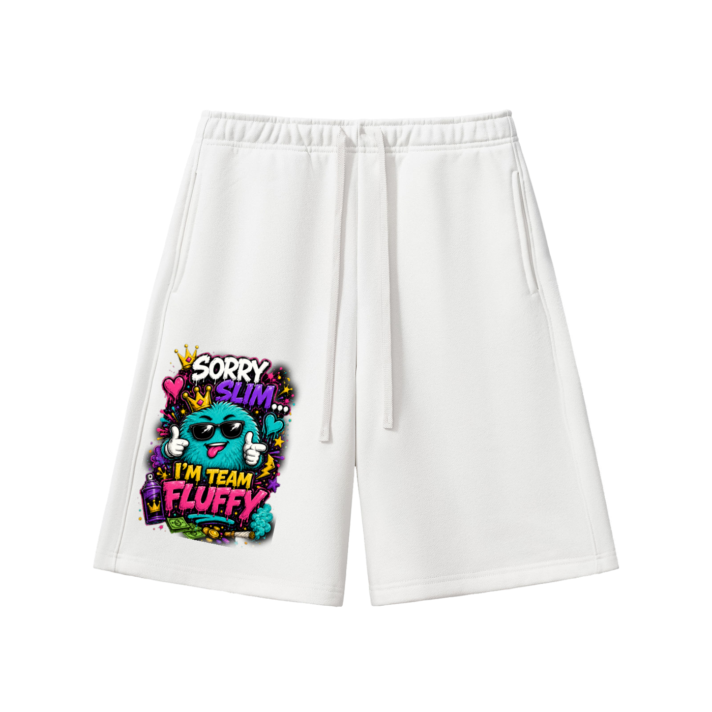 Essential Heavyweight Fleece Shorts w/ Custom Graphic Design_Sorry Slim I'm_Front