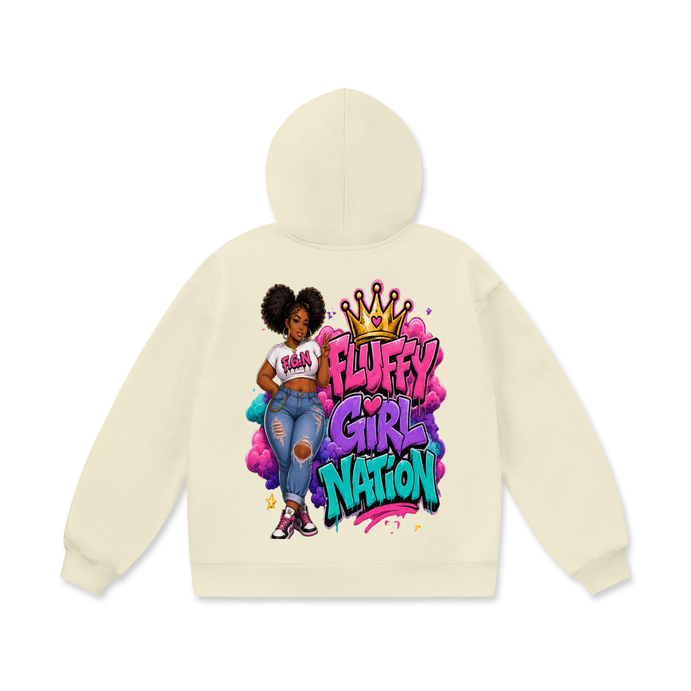 Oversize Heavyweight Fleece Hoodie w/ Front and Back FGN Logos