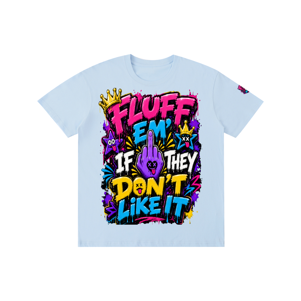 Pure Cotton Unisex T-Shirt w/Custom FGN Logo-Left Sleeve & Graphic Design Front-Fluff Em'