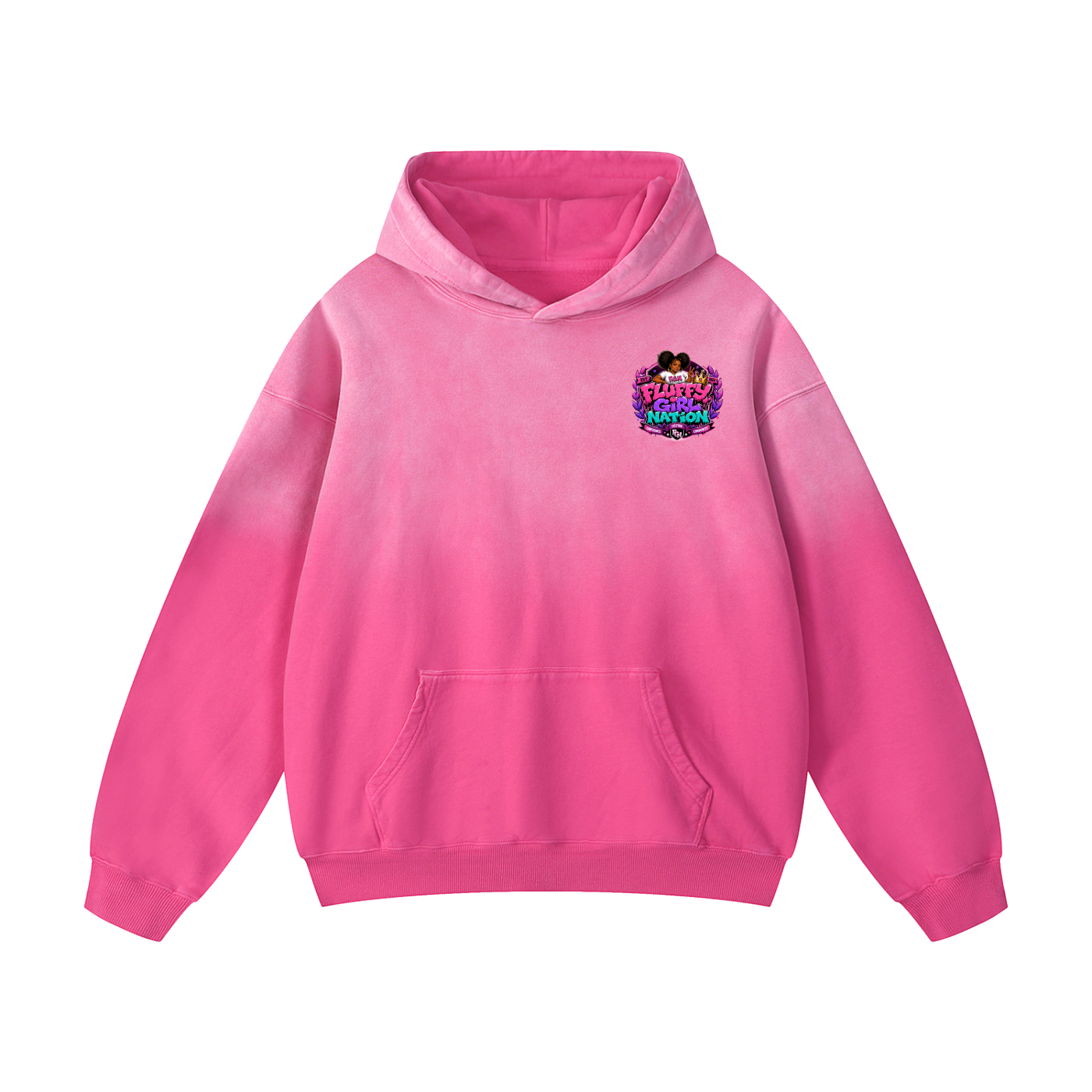 Heavyweight Sunfade Oversized Hoodie w/ Custom FGN Logo Front & Zero Fluffs Given Graphic Design Back
