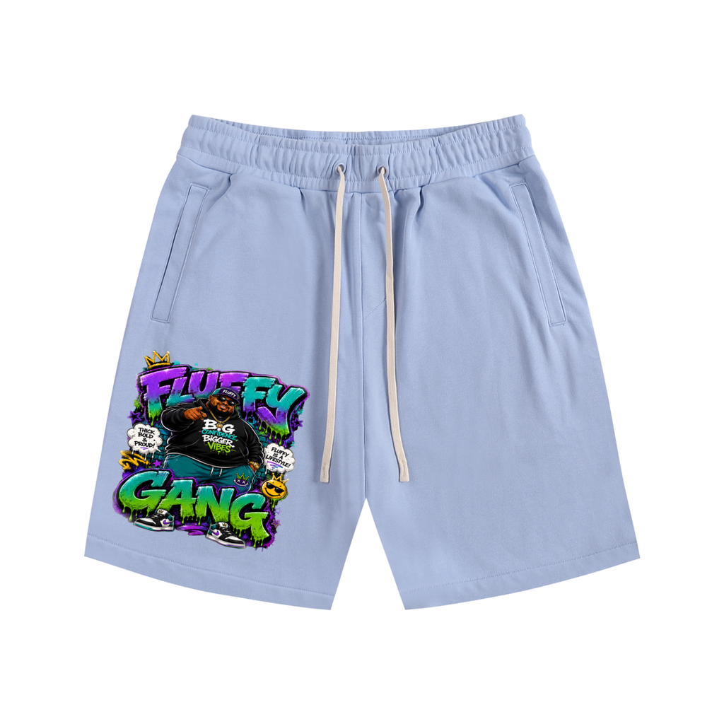 Essential Cotton Shorts w/ Custom Graphic Design_Fluffy Gang_Front