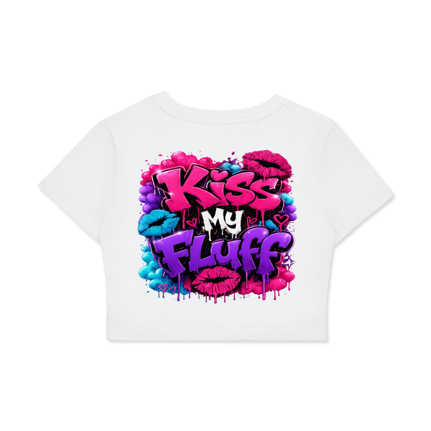 Fitted Crop Cotton T-Shirt w/ Custom FGN Logo-Front & K.M.F Graphic Design Back