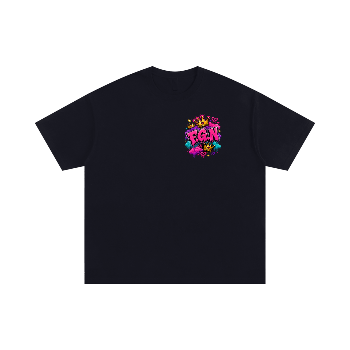 Unisex Oversized Cotton T-Shirt w/ Custom FGN Logo Front & FGN w/Girl Graphic Design Back