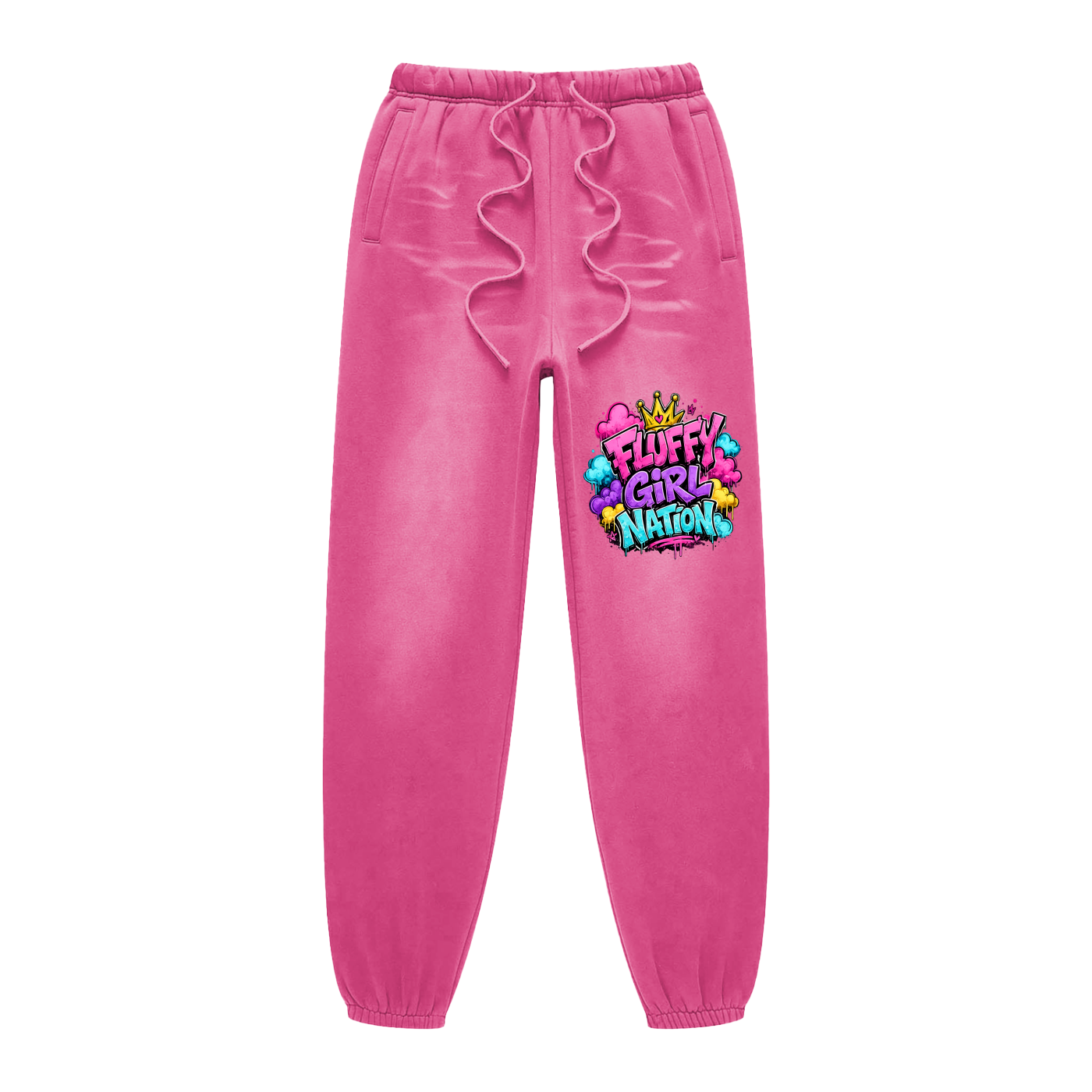 Sunfade Fleeced Sweatpants w/ Custom Fluffy Girl Nation Logo