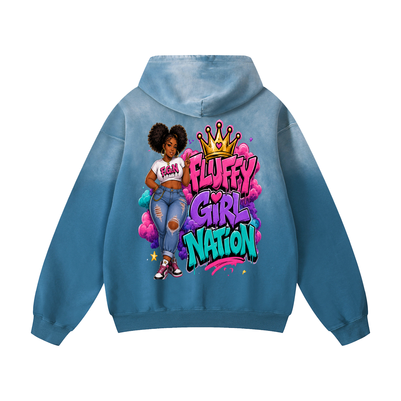 Heavyweight Sunfade Oversized Hoodie w/ Custom FGN Logo Front & FGN Graphic Design Back