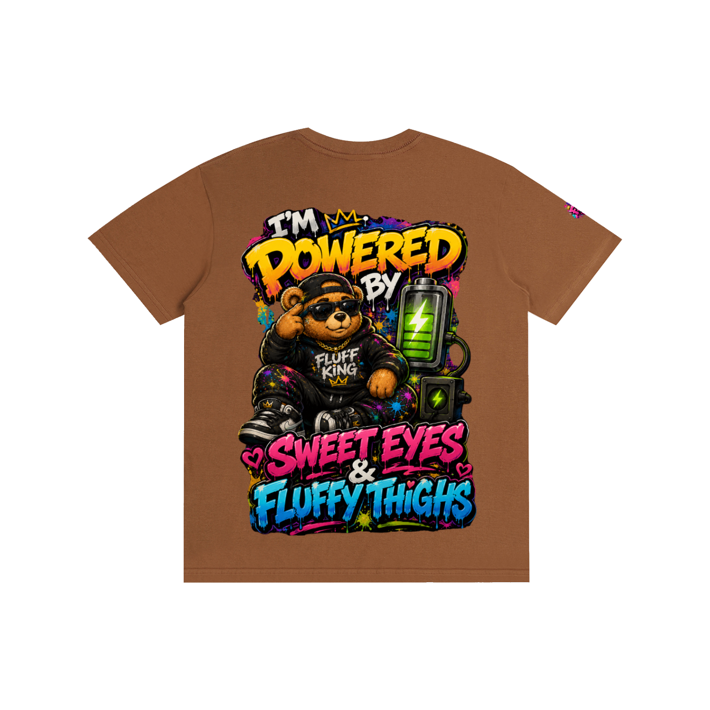 Pure Cotton Unisex T-Shirt w/ Custom Graphic Design_I'm Powered By_Back & FGN Logo_Right Sleeve
