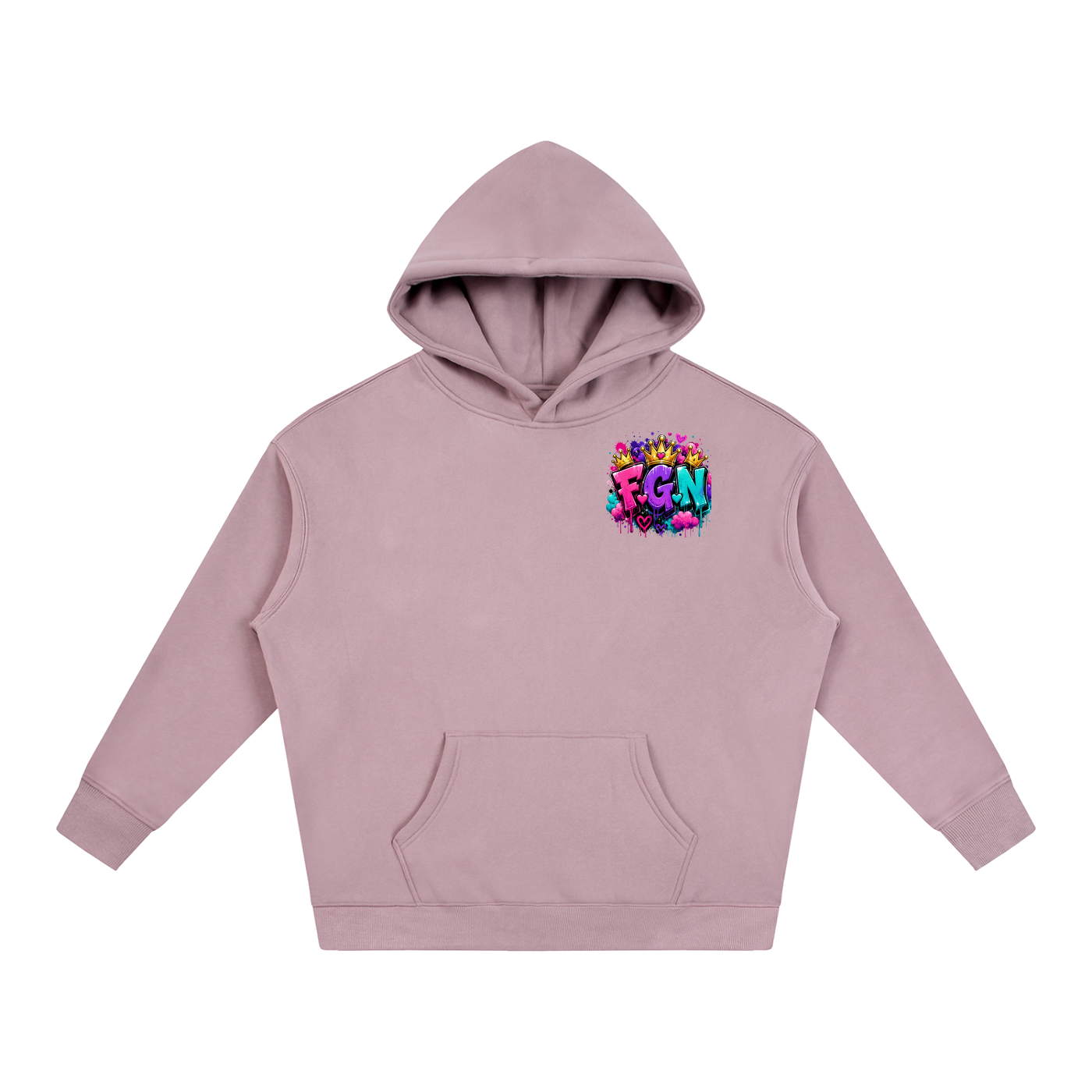Oversize Fleeced Hoodie w/ Custom FGN Logo Front & FGN Graphic Design Back