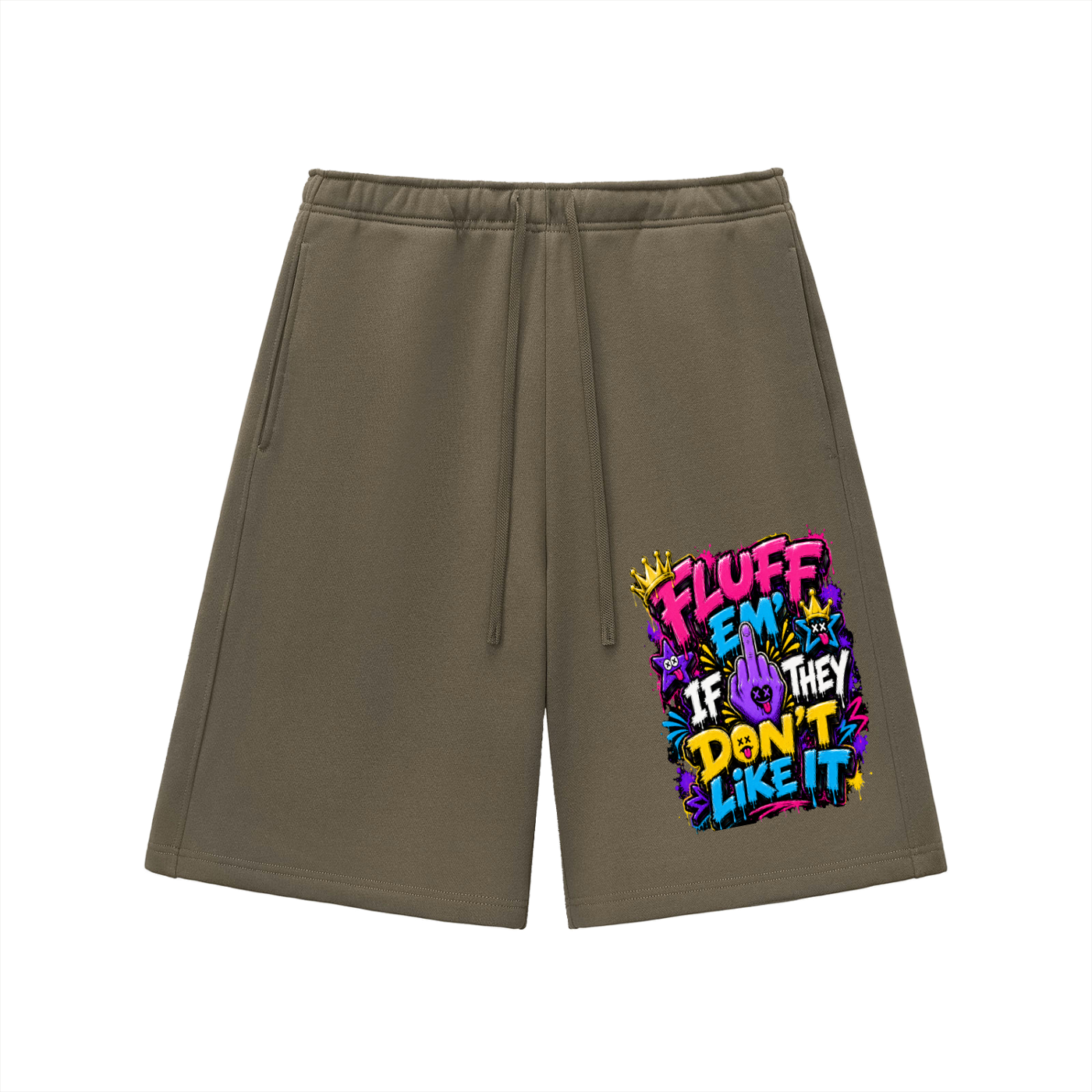 Essential Heavyweight Fleece Shorts w/ Custom Graphic Design-Fluff Em'-Front