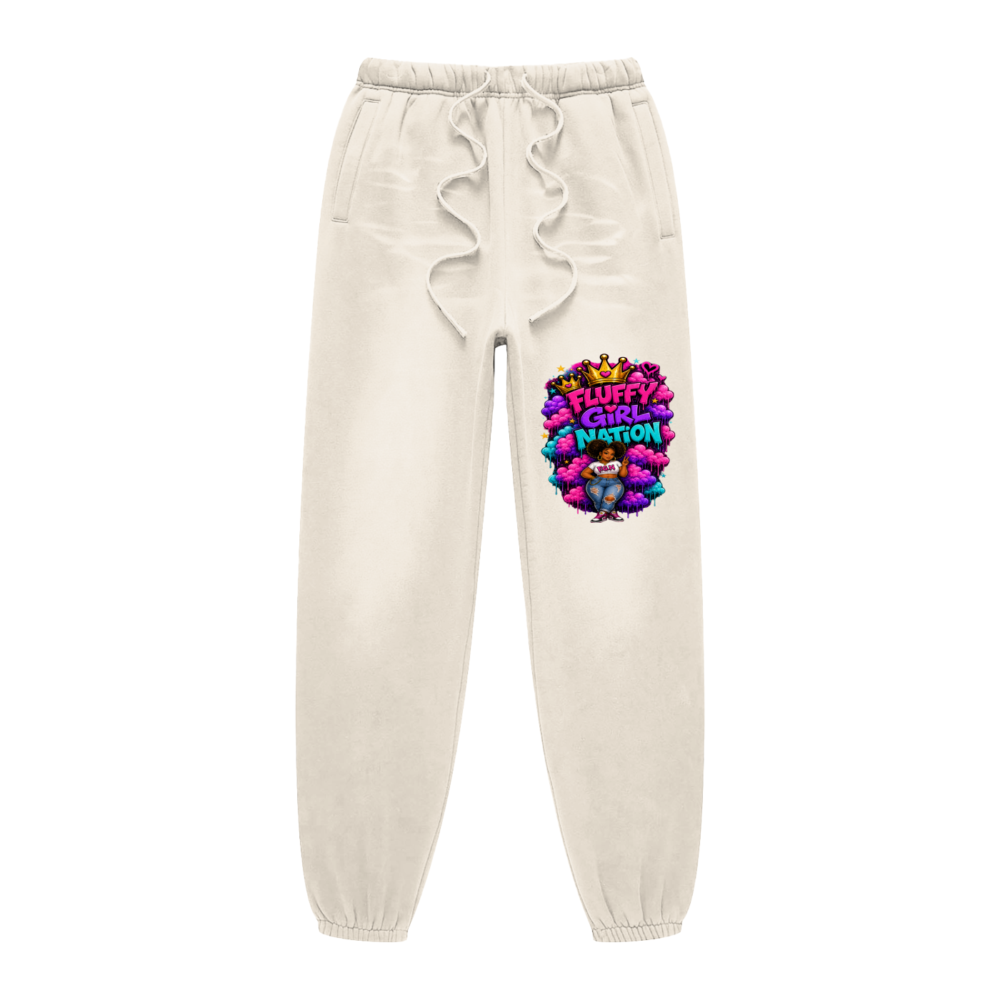 Sunfade Fleeced Sweatpants w/ Custom Graphic Design Front & FGN Logo Back