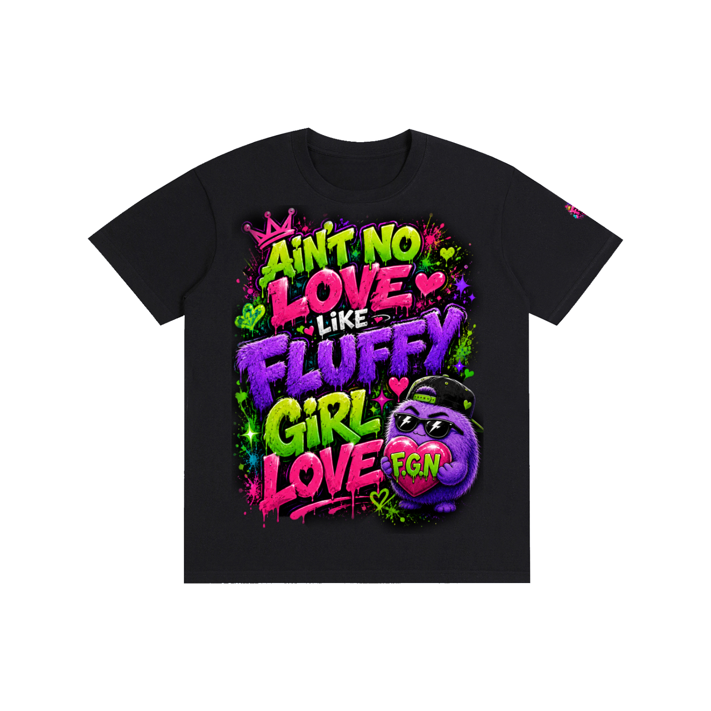 Pure Cotton Unisex T-Shirt w/ Custom Graphic Design_Ain't No Love_Front & FGN Logo_Left Sleeve
