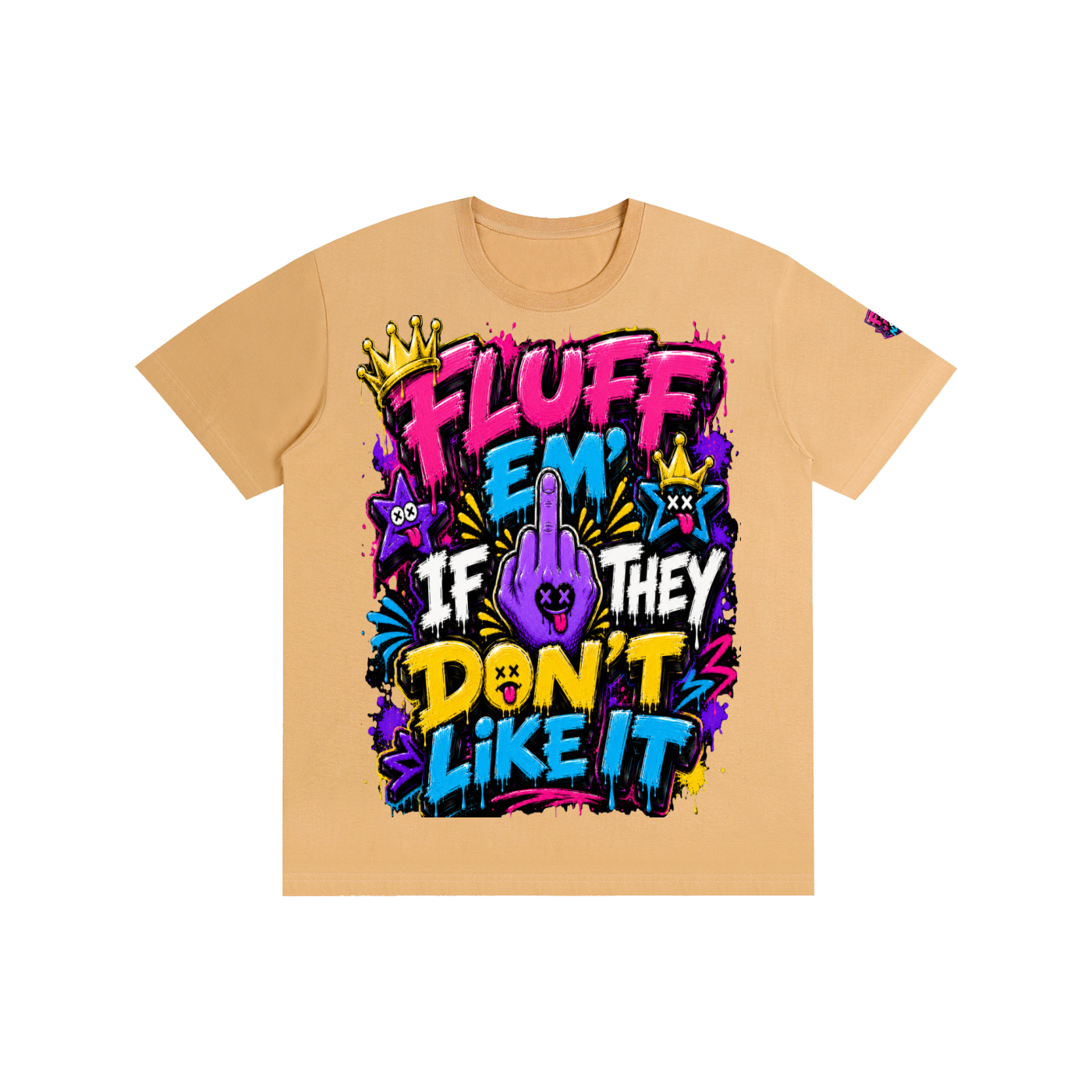 Pure Cotton Unisex T-Shirt w/ Custom Graphic Design _Fluff Em_Front & FGN Logo on Left Sleeve