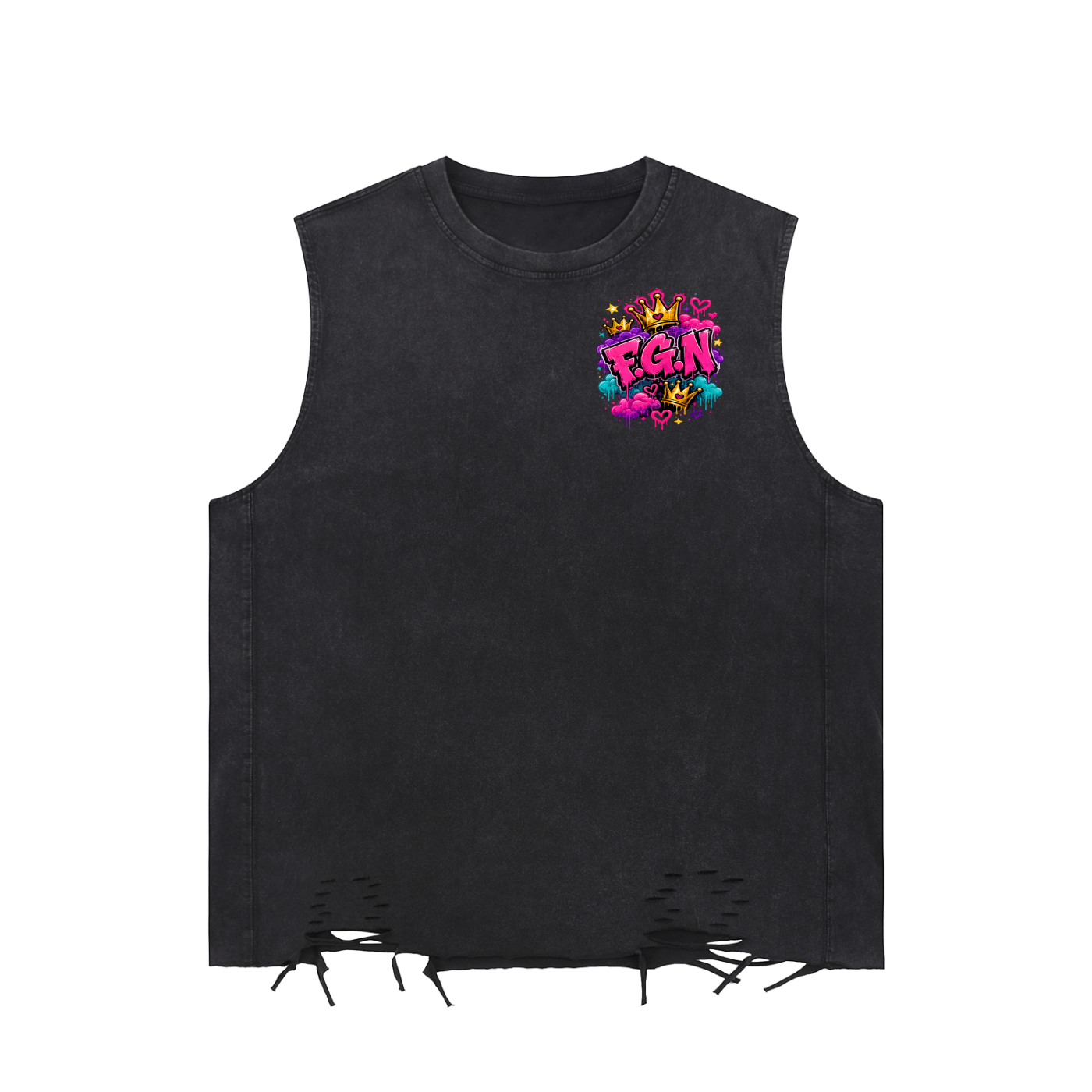 Snow Washed Raw-Hem Tank Top