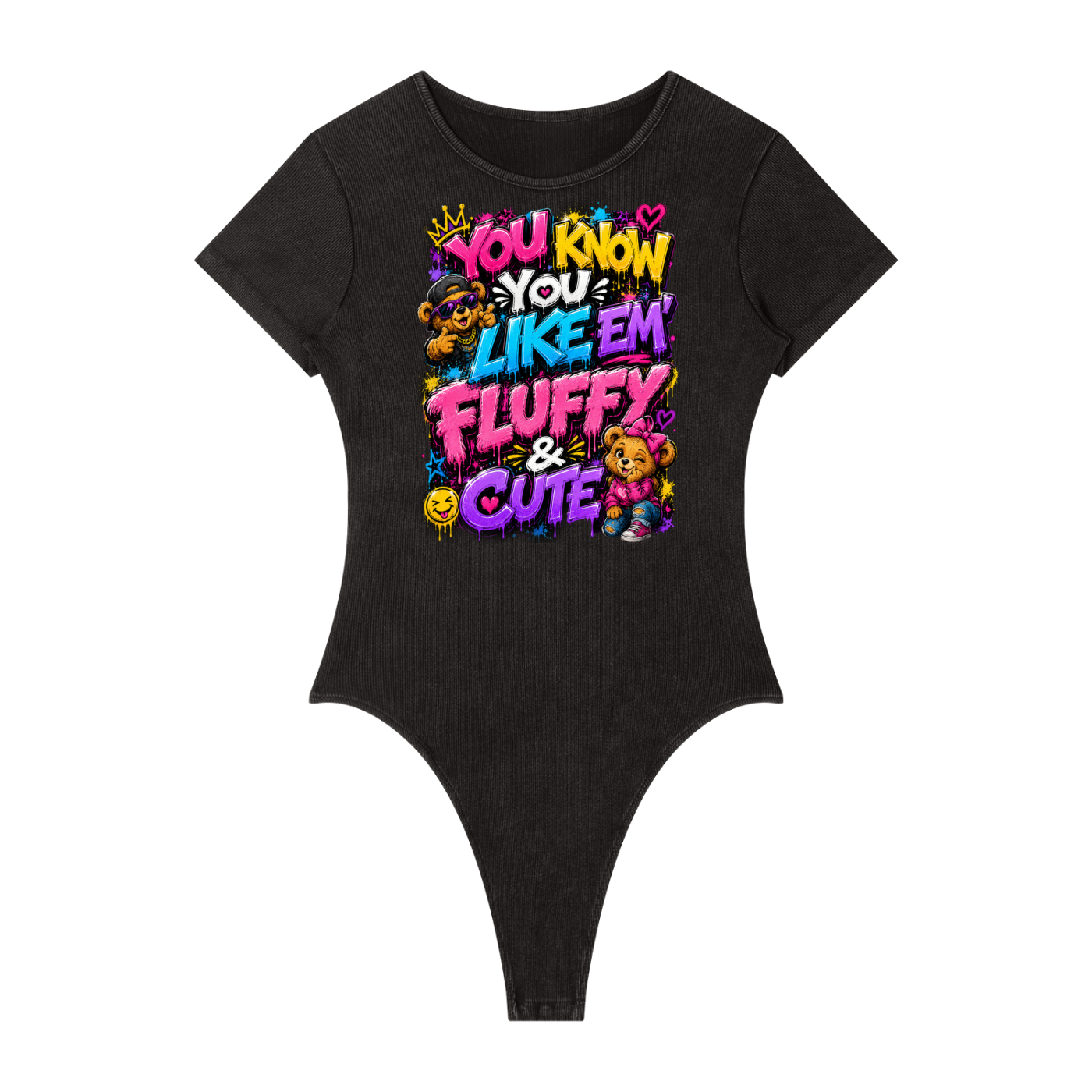 Women's Mineral Wash Crewneck Bodysuit w/ Custom Graphic Design_You Know You Like_Front & FGN Logo_Back