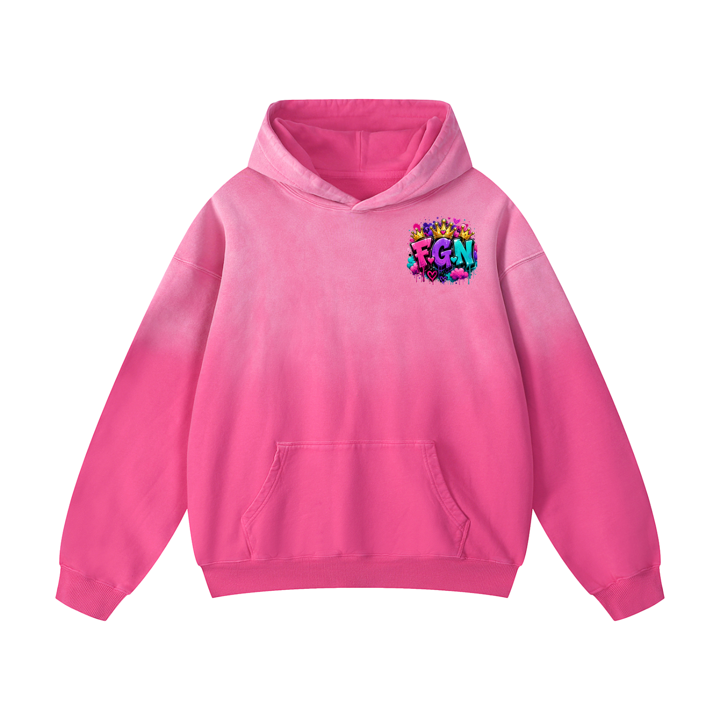 Heavyweight Sunfade Oversized Hoodie w/ Custom FGN Logo Front & Just Because I'm Fluffy Graphic Design Back