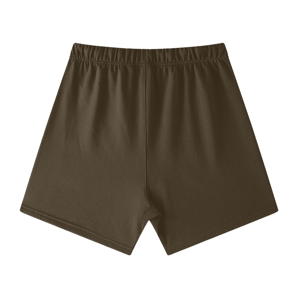 Unisex Earth Tone Loose Fit Cotton Shorts w/ Custom Graphic Design_Only Fluffy Girl Energy_Front