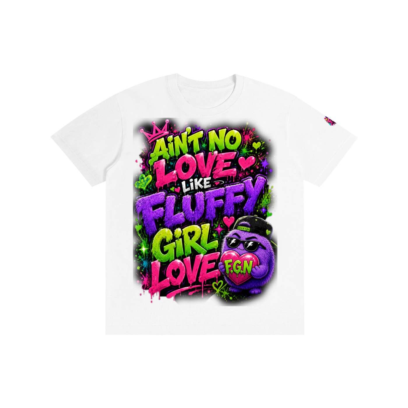 Pure Cotton Unisex T-Shirt w/ Custom Graphic Design_Ain't No Love_Front & FGN Logo_Left Sleeve