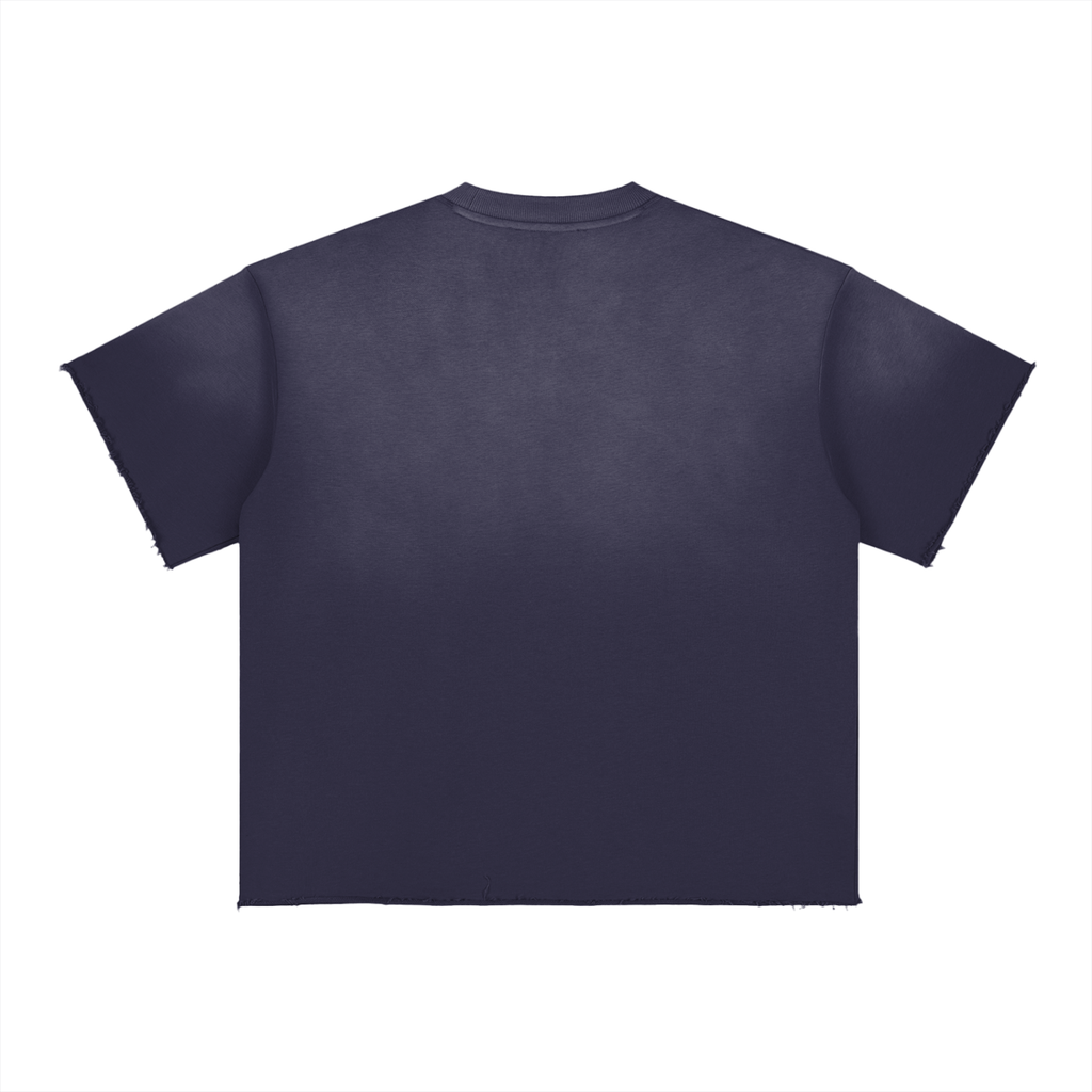 Sun Fade Raw Edge T-Shirt w/ Custom Graphic Design Zero Fluffs Given...Front