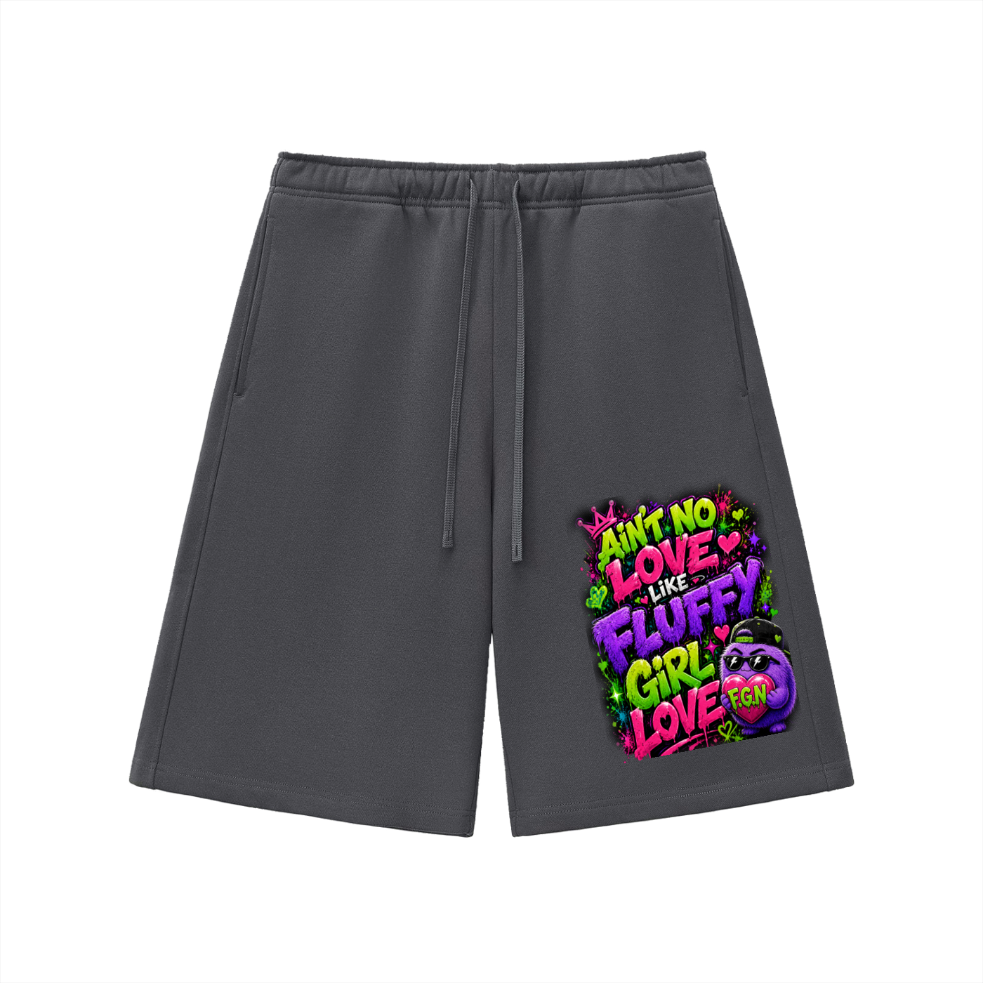 Essential Heavyweight Fleece Shorts w/ Custom Graphic Design_Ain't No Love Like_Front